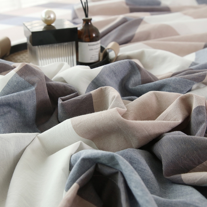 91家纺网 家纺一手货源 找家纺 恋之语 2025新款全棉纯棉色织被套单品单被套被套单件 蓝大格