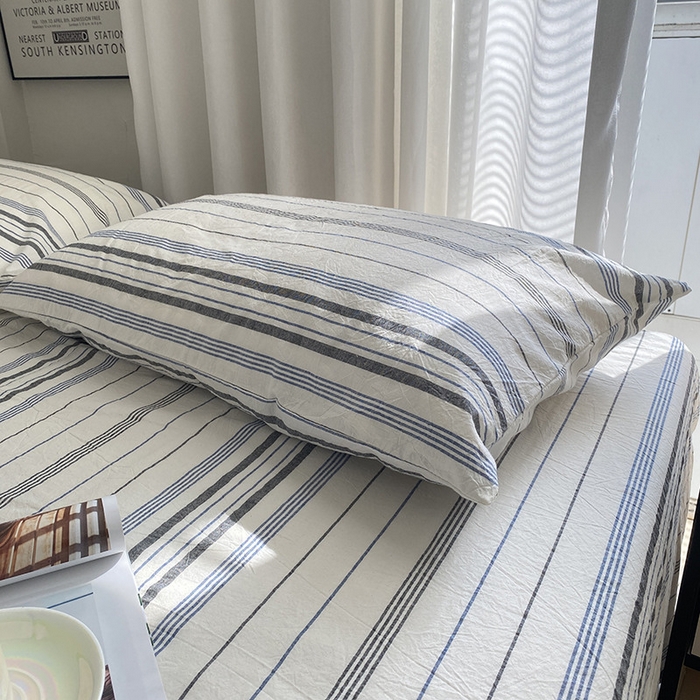 91家纺网 家纺一手货源 找家纺 艾咪-Amy ntmy 2025新款全棉纯棉色织水洗棉单品-平铺款 漫悠蓝灰