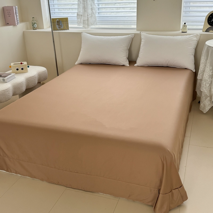 91家纺网 家纺一手货源 找家纺 艾迪尚家纺 2025新款A类纯色双拼长绒棉纯棉刺绣系列单品床单 床单单件（有单品 可定制） 奶驼逸居