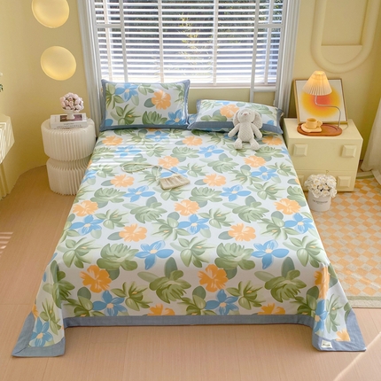 91家纺网 家纺一手货源 找家纺 （总）春皖家纺 2025新款A类全棉简约老粗纱布四件套风格一-工艺款单床单