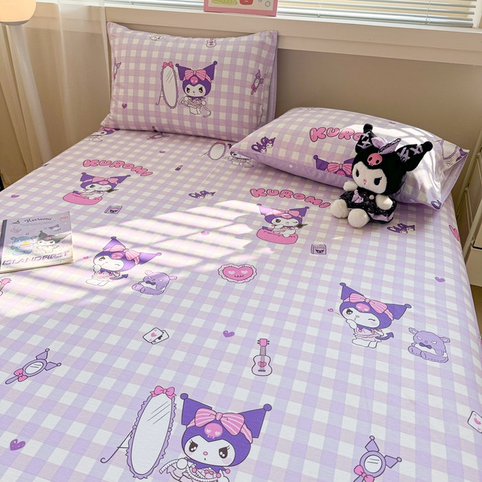 91家纺网 家纺一手货源 找家纺 呗旺鹿 2025新款正版三丽鸥全棉13372单品床单 格子库落米