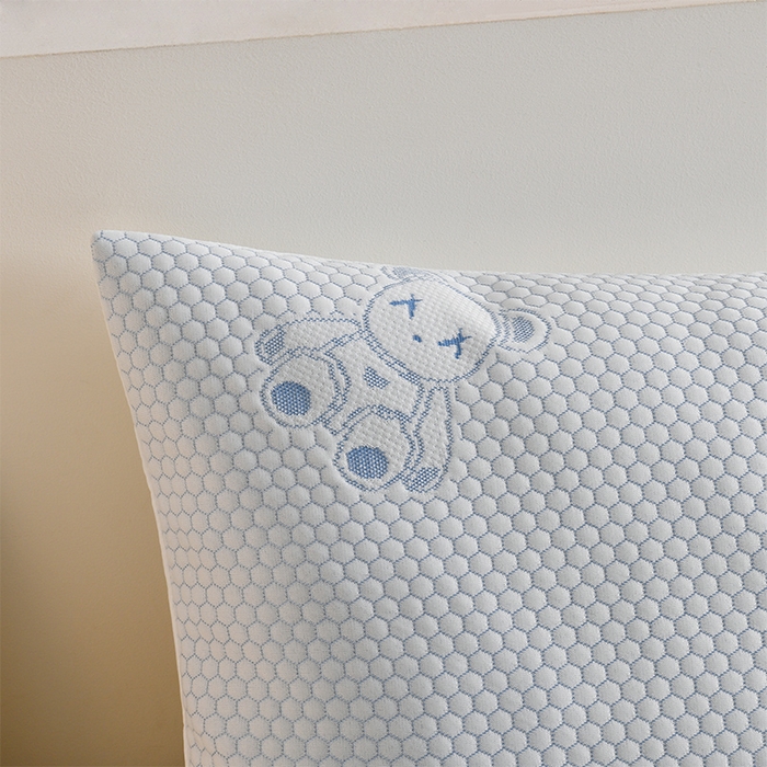 91家纺网 家纺一手货源 找家纺 艾兜坊 2025新款凉豆豆双人枕套 极简小熊-蓝