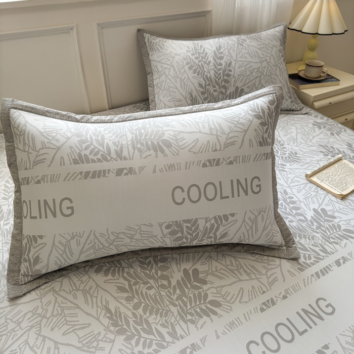 91家纺网 家纺一手货源 找家纺 花漾家居 2025新款A类色织提花PE凉感丝凉席三件套床单床笠款 床笠款-含羞灰