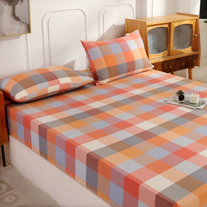 91家纺网 家纺一手货源 找家纺 恋之语 2025新款全棉纯棉色织床笠单品单床笠床笠单件 爱玛橙