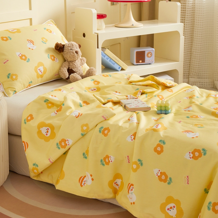 91家纺网 家纺一手货源 找家纺 ds生活馆 2025新款儿童学生纯棉精梳棉系列单夏被 花朵小鸭