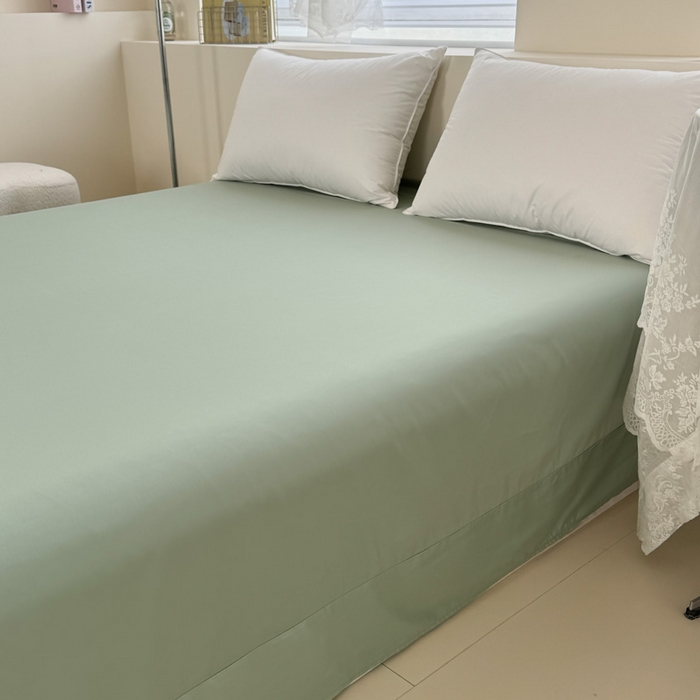 91家纺网 家纺一手货源 找家纺 艾迪尚家纺 2025新款A类纯色双拼长绒棉纯棉刺绣系列单品床单 床单单件（有单品 可定制） 黄芽翠眠