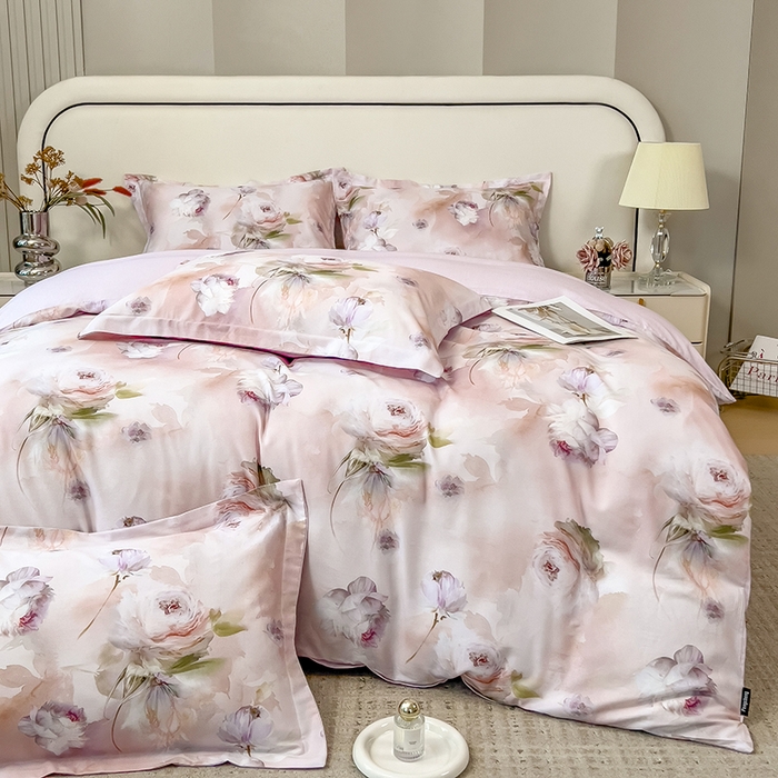 91家纺网 家纺一手货源 找家纺 芃成家纺 2025新款A类莱赛尔天丝棉四件套 古典玫瑰