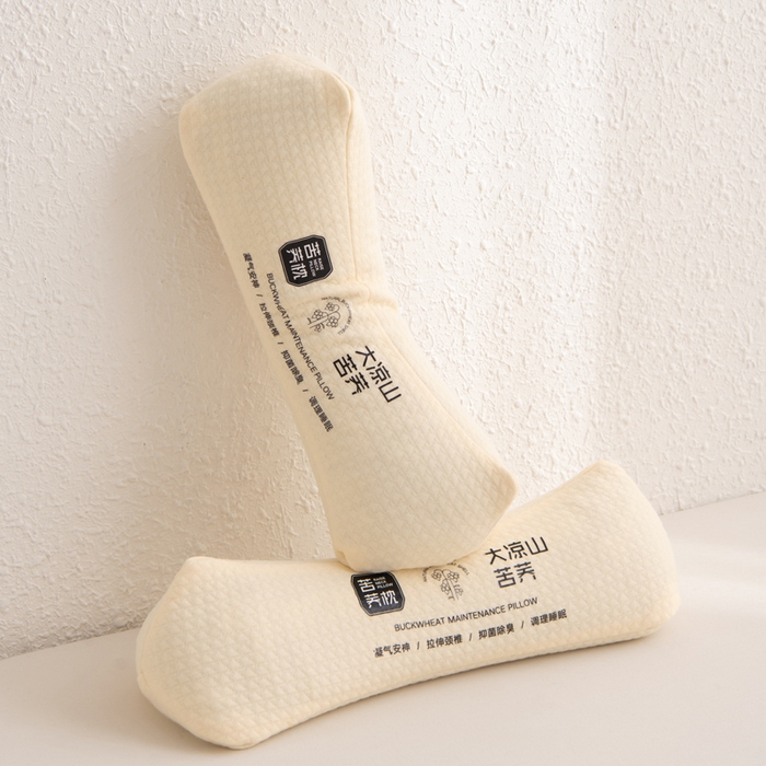 91家纺网 家纺一手货源 找家纺 大熊枕芯 2025新款大凉山苦荞 荞麦枕 苦荞三角枕-米色
