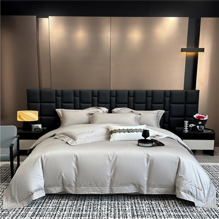 91家纺网 家纺一手货源 找家纺 家居1号家纺 2025新款全工艺长绒棉四件套 米兰-太空灰