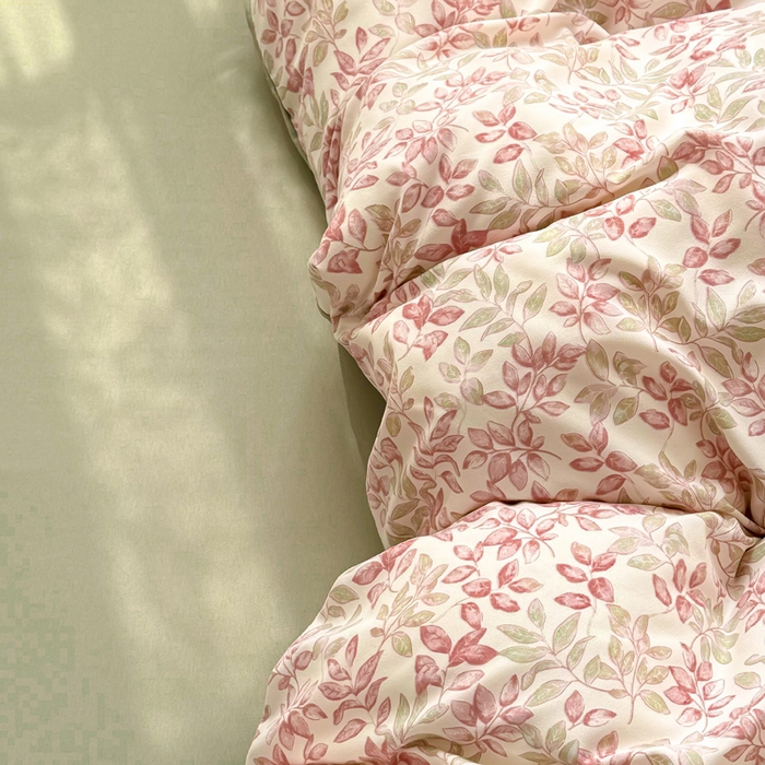 91家纺网 家纺一手货源 找家纺 丝芙妮家居2025新款水洗针织棉双层纱印花四件套 初夏薄荷