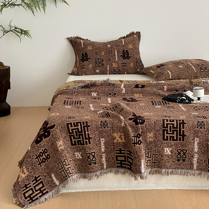 91家纺网 家纺一手货源 找家纺 （总）麻依 2025新款全棉四层纱布流苏毯旅行披肩休闲毛巾被