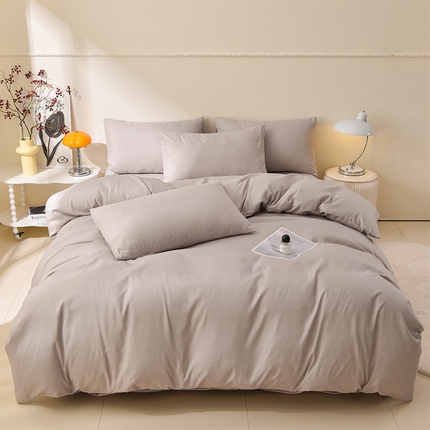 91家纺网 家纺一手货源 找家纺 （总）迪拜家纺 2025新款加厚水洗棉四件套-纯色双拼