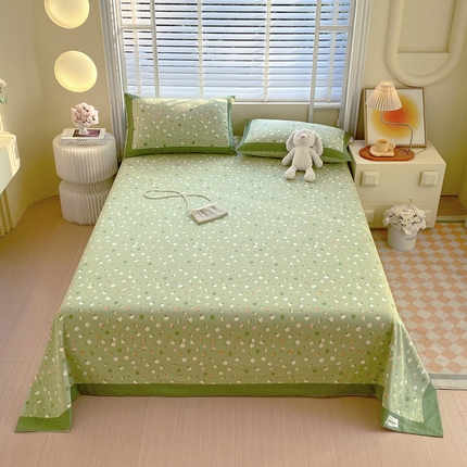 91家纺网 家纺一手货源 找家纺 （总）春皖家纺 2025新款A类全棉简约老粗纱布四件套风格一-工艺款单床单