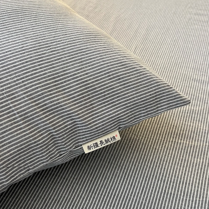 91家纺网 家纺一手货源 找家纺 恋之语家纺 2025新款全棉纯棉色织枕套单品单枕套枕套单件 条纹灰