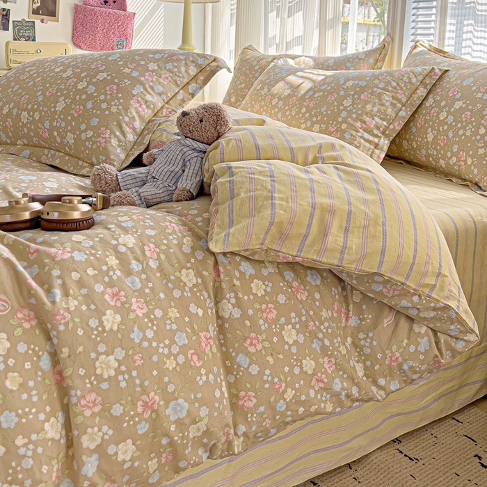 91家纺网 家纺一手货源 找家纺 暖芯优选 2025新款全棉纯棉一字绣四件套系列 春野星漫