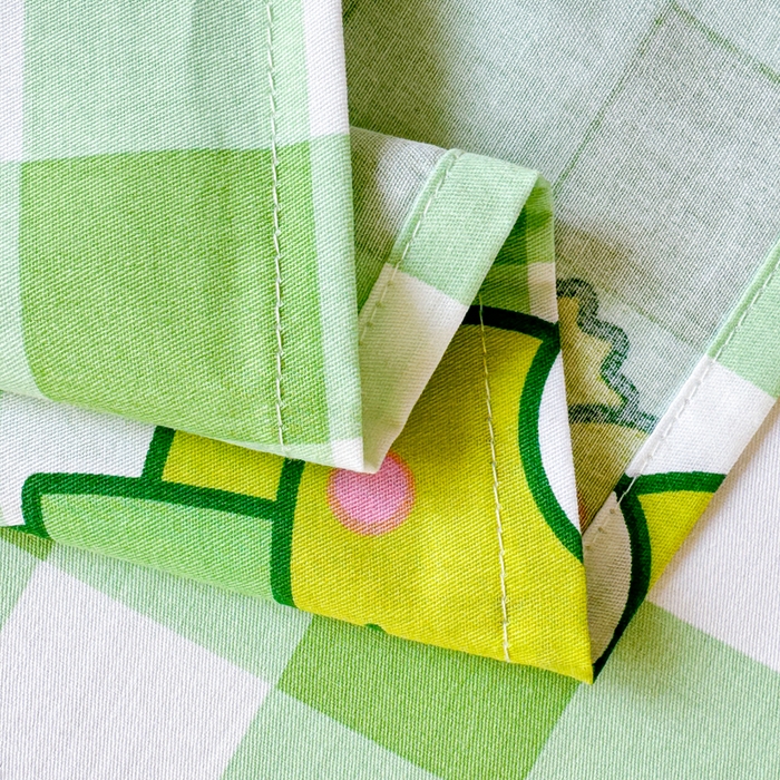 91家纺网 家纺一手货源 找家纺 呗旺鹿 2025新款正版三丽鸥全棉13372单品床单 格子大眼蛙