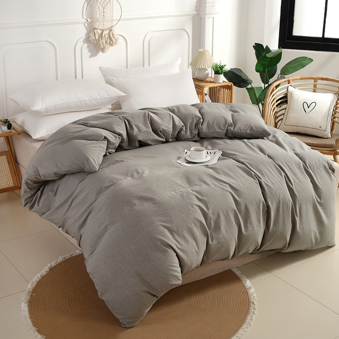 91家纺网 家纺一手货源 找家纺 恋之语 2025新款全棉纯棉色织被套单品单被套被套单件 冰山灰