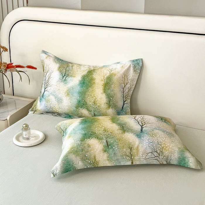 91家纺网 家纺一手货源 找家纺 芃成家纺 2025新款A类莱赛尔天丝棉四件套 冬雪寒香