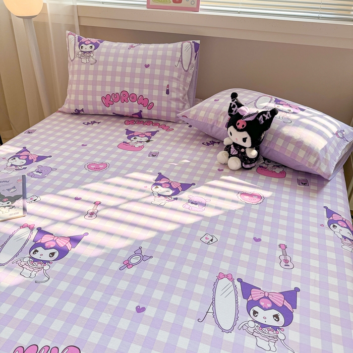 91家纺网 家纺一手货源 找家纺 呗旺鹿 2025新款正版三丽鸥全棉13372单品床笠 格子库落米