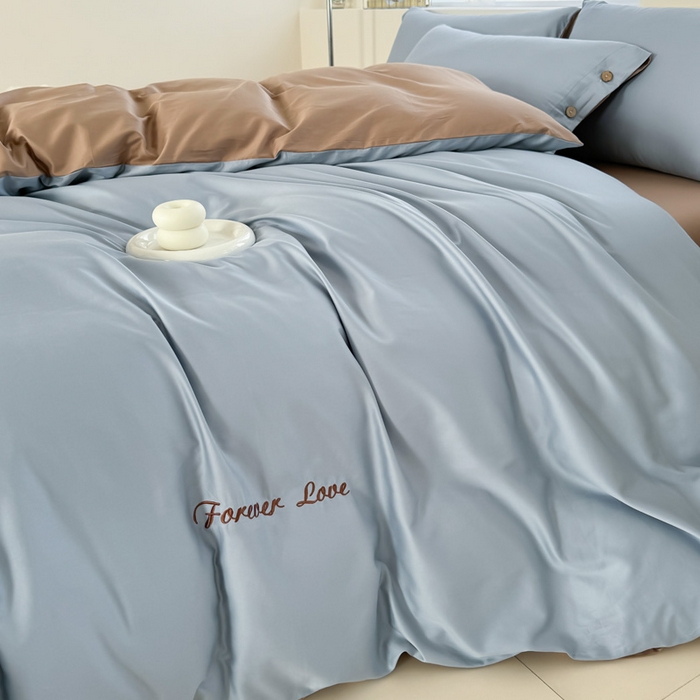 91家纺网 家纺一手货源 找家纺 艾迪尚家纺 2025新款A类纯色双拼长绒棉纯棉刺绣系列单品被套 被套单件（有单品 可定制） 驼韵蓝调