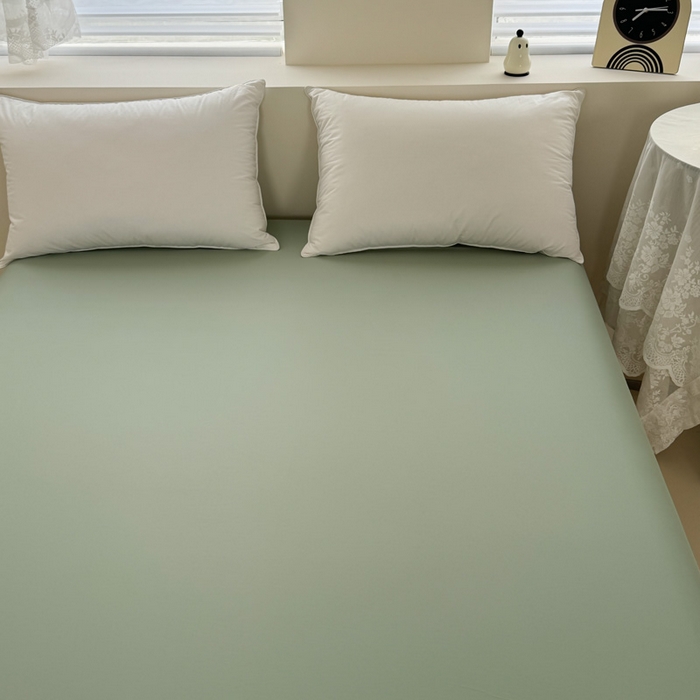 91家纺网 家纺一手货源 找家纺 艾迪尚家纺 2025新款A类纯色双拼长绒棉纯棉刺绣系列单品床笠 床笠单件（有单品 可定制） 黄芽翠眠