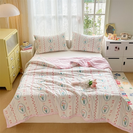 美澳家纺 2025新款水洗棉印花夏被夏凉被空调被 花未央