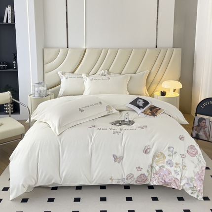 （总）恋之语 2025新款水洗棉刺绣四件套-玫瑰花