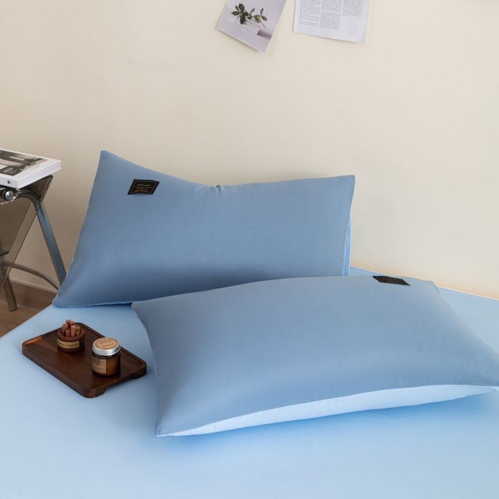 91家纺网 家纺一手货源 找家纺 恋之语 2025新款90克纯色双拼单被套 星耀蓝+浅兰