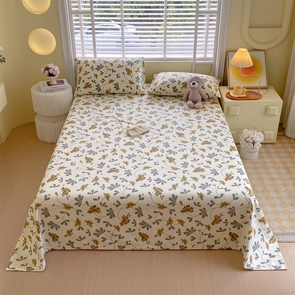 91家纺网 家纺一手货源 找家纺 （总）春皖家纺 2025新款A类全棉简约老粗纱布四件套风格一-普通款单床单