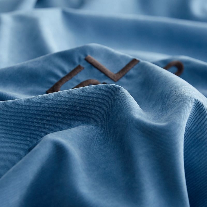 91家纺网 家纺一手货源 找家纺 恋之语 2025新款110克麻绳双拼刺绣四件套 星空蓝+卡其