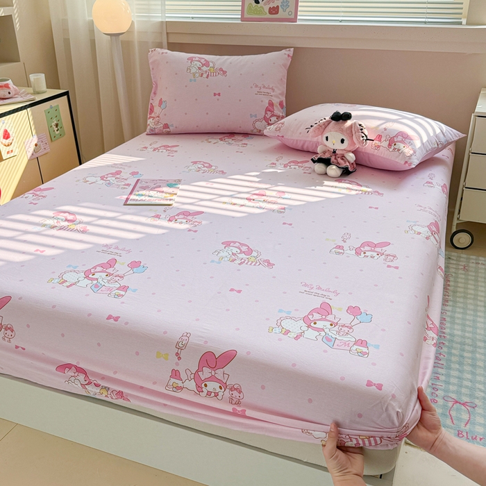 91家纺网 家纺一手货源 找家纺 呗旺鹿 2025新款正版三丽鸥全棉13372单品床笠 童趣美乐蒂