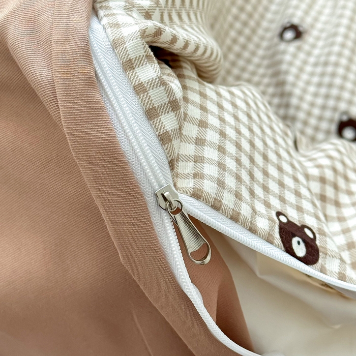 91家纺网 家纺一手货源 找家纺 丝芙妮家居2025新款水洗针织棉双层纱印花四件套 格子熊