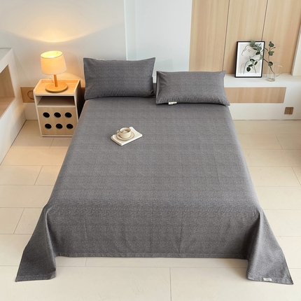 91家纺网 家纺一手货源 找家纺 （总）春皖家纺 2025新款A类全棉简约老粗纱布四件套风格一-普通款单床单