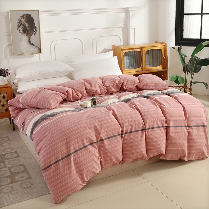 91家纺网 家纺一手货源 找家纺 恋之语 2025新款全棉纯棉色织被套单品单被套被套单件 丽人粉