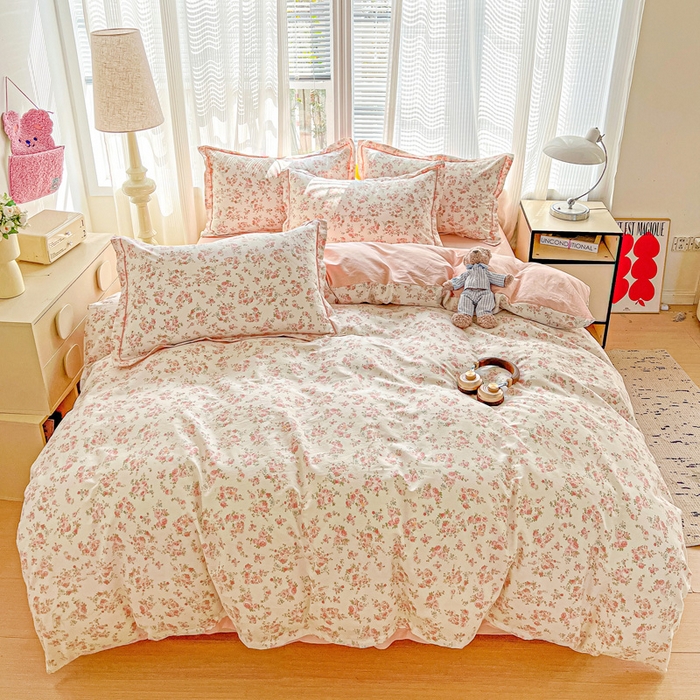 91家纺网 家纺一手货源 找家纺 暖芯优选 2025新款全棉纯棉一字绣四件套系列 花舞轻盈