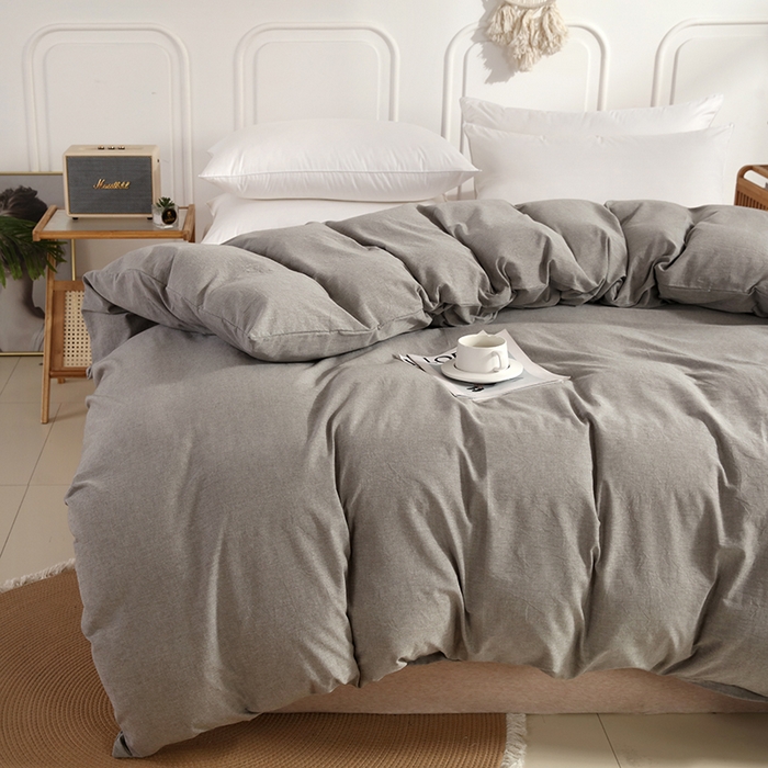 91家纺网 家纺一手货源 找家纺 恋之语 2025新款全棉纯棉色织被套单品单被套被套单件 冰山灰