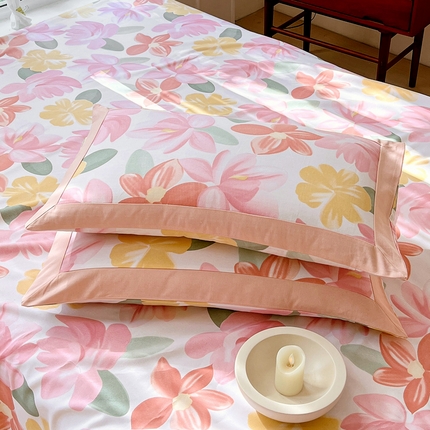 91家纺网 家纺一手货源 找家纺 （总）春皖家纺 2025新款A类全棉简约老粗纱布四件套风格一-工艺款单枕套