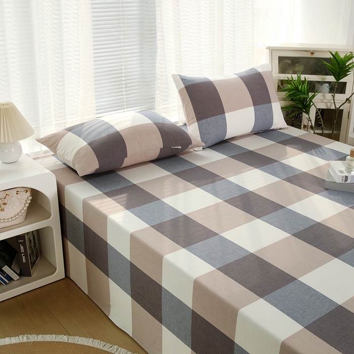 91家纺网 家纺一手货源 找家纺 恋之语家纺 2025新款全棉纯棉色织床单单品单床单床单单件 蓝大格