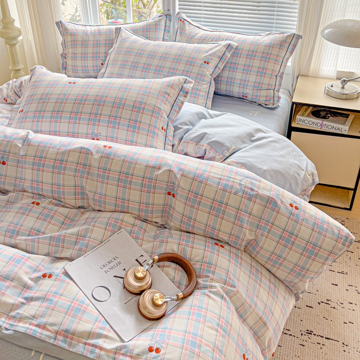 91家纺网 家纺一手货源 找家纺 暖芯优选 2025新款全棉纯棉一字绣四件套系列 樱桃派