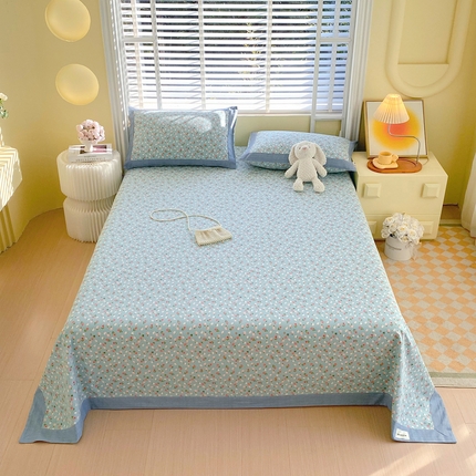 91家纺网 家纺一手货源 找家纺 （总）春皖家纺 2025新款A类全棉简约老粗纱布四件套风格一-工艺款单床单