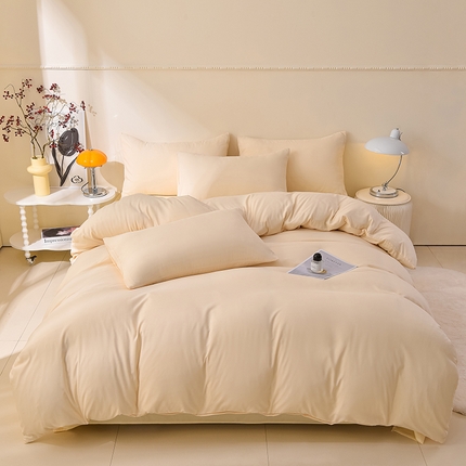 91家纺网 家纺一手货源 找家纺 （总）迪拜家纺 2025新款加厚水洗棉四件套-纯色双拼