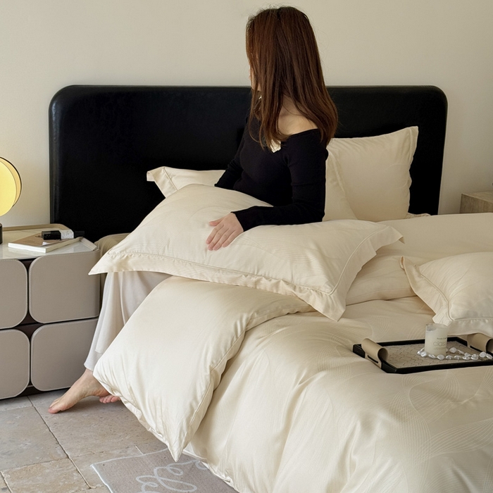 91家纺网 家纺一手货源 找家纺 莱豫家纺 2025新款天丝棉提花四件套 媞娜米