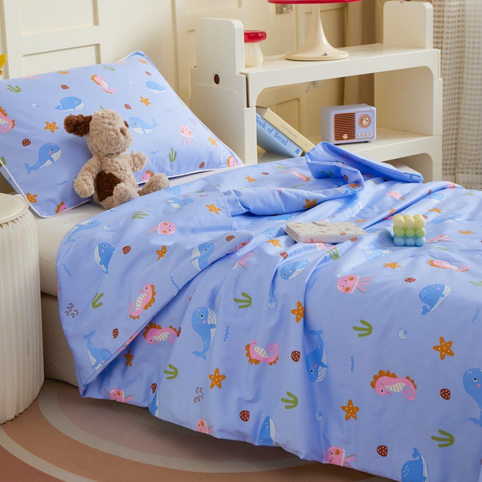 91家纺网 家纺一手货源 找家纺 ds生活馆 2025新款儿童学生纯棉精梳棉系列单夏被 海底世界