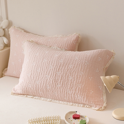 91家纺网 家纺一手货源 找家纺 （总）麻依 2025新款韩国纱布色织提花枕套柔软顺滑