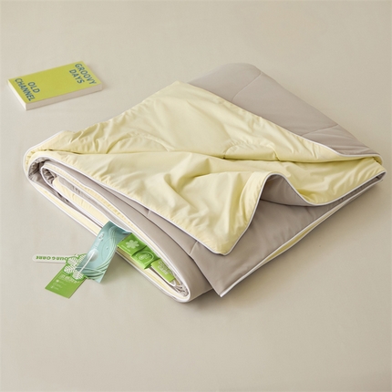 头等舱  2025新款锦氨凉感A类20大豆7A抗菌纯色空调被夏凉被夏被（配礼盒） 烟灰＋米黄