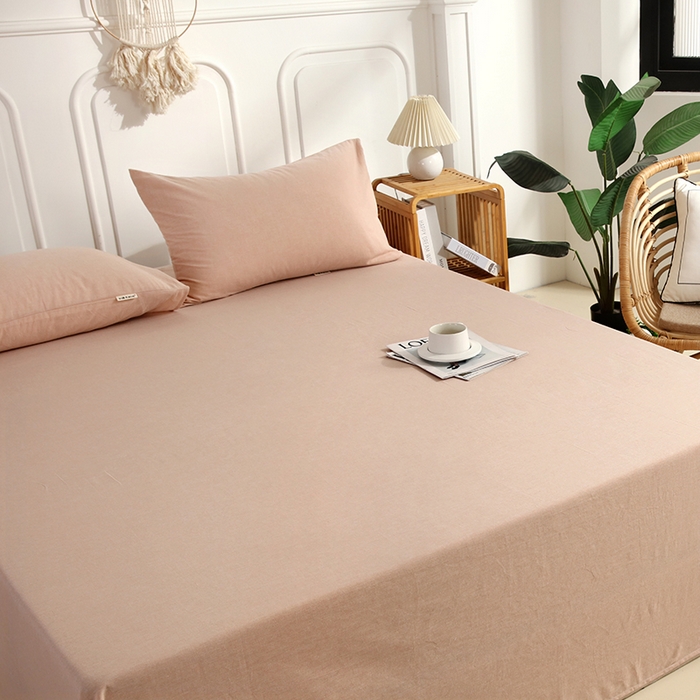 91家纺网 家纺一手货源 找家纺 恋之语家纺 2025新款全棉纯棉色织床单单品单床单床单单件 米驼青年