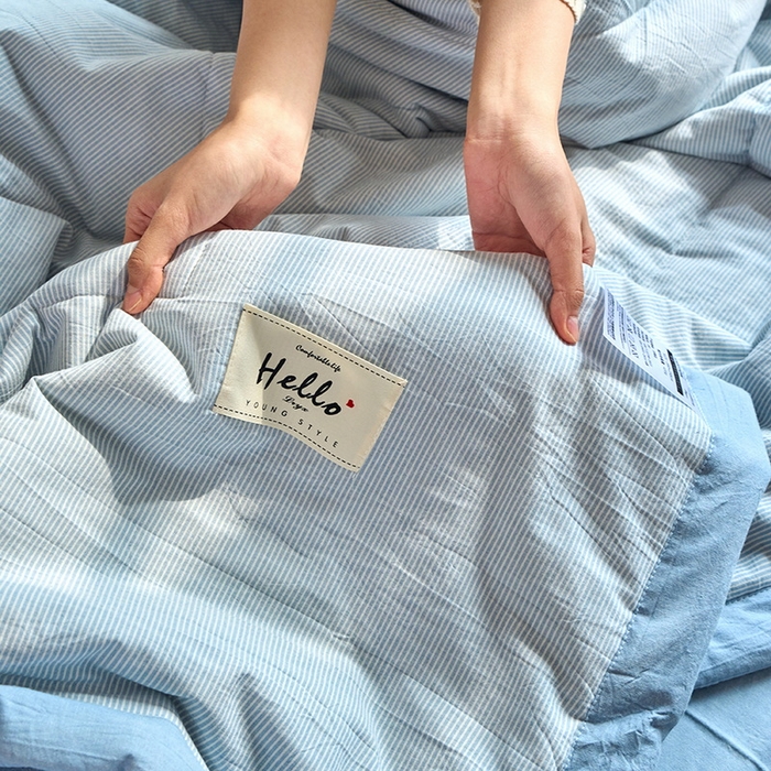 91家纺网 家纺一手货源 找家纺 恋人优选 2025新款纯棉色织水洗夏被 流年雾蓝