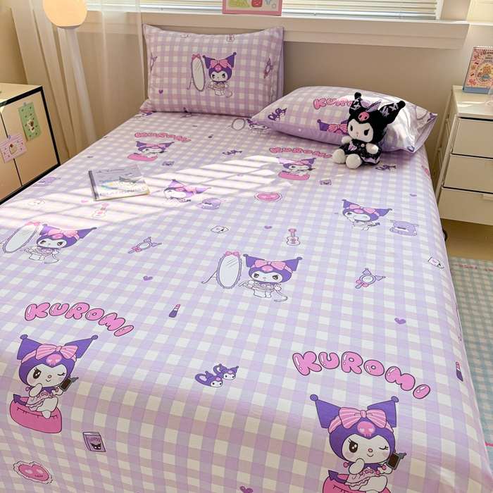 91家纺网 家纺一手货源 找家纺 呗旺鹿 2025新款正版三丽鸥全棉13372单品床单 格子库落米