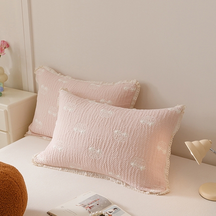 麻依 2025新款韩国纱布色织提花枕套柔软顺滑 两颗草莓