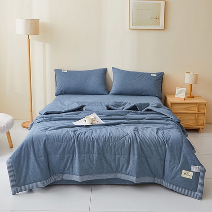 恋人优选 2025新款纯棉色织水洗夏被 牛仔蓝